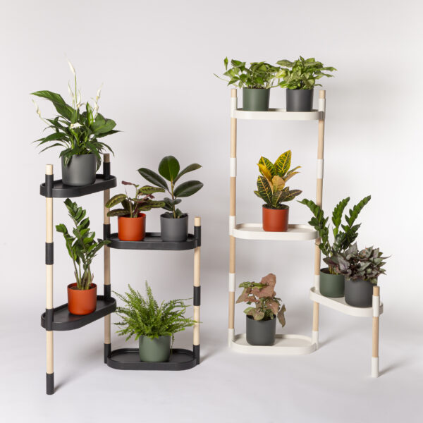 CitySens Modular Plant Shelf – Black 4-Tray Indoor Vertical Gardening Shelf