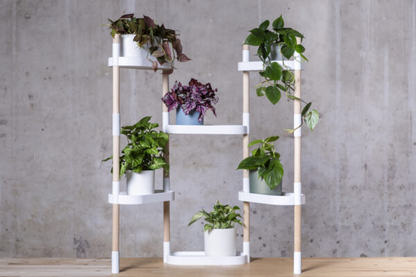 CitySens Modular Plant Shelf – White 6-Tray Indoor Vertical Gardening Shelf