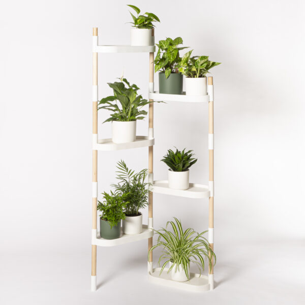 CitySens Modular Plant Shelf – White 6-Tray Indoor Vertical Gardening Shelf