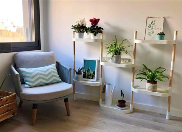 CitySens Modular Plant Shelf – White 6-Tray Indoor Vertical Gardening Shelf