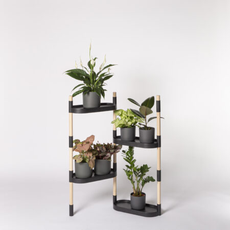 CitySens Modular Plant Shelf – Black 4-Tray Indoor Vertical Gardening Shelf - Image 4