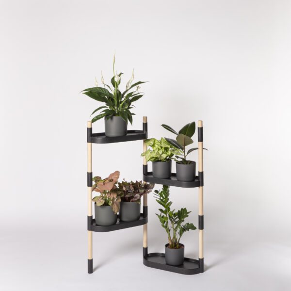 CitySens Modular Plant Shelf – Black 4-Tray Indoor Vertical Gardening Shelf