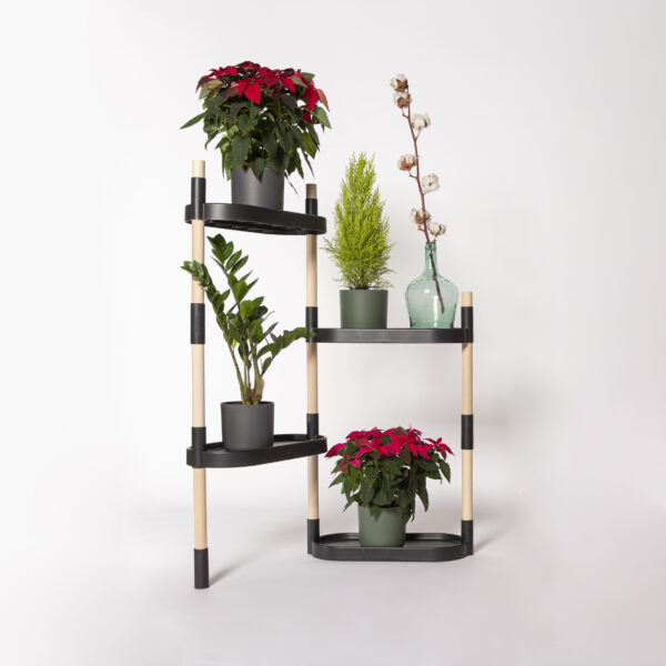 CitySens Modular Plant Shelf – Black 4-Tray Indoor Vertical Gardening Shelf