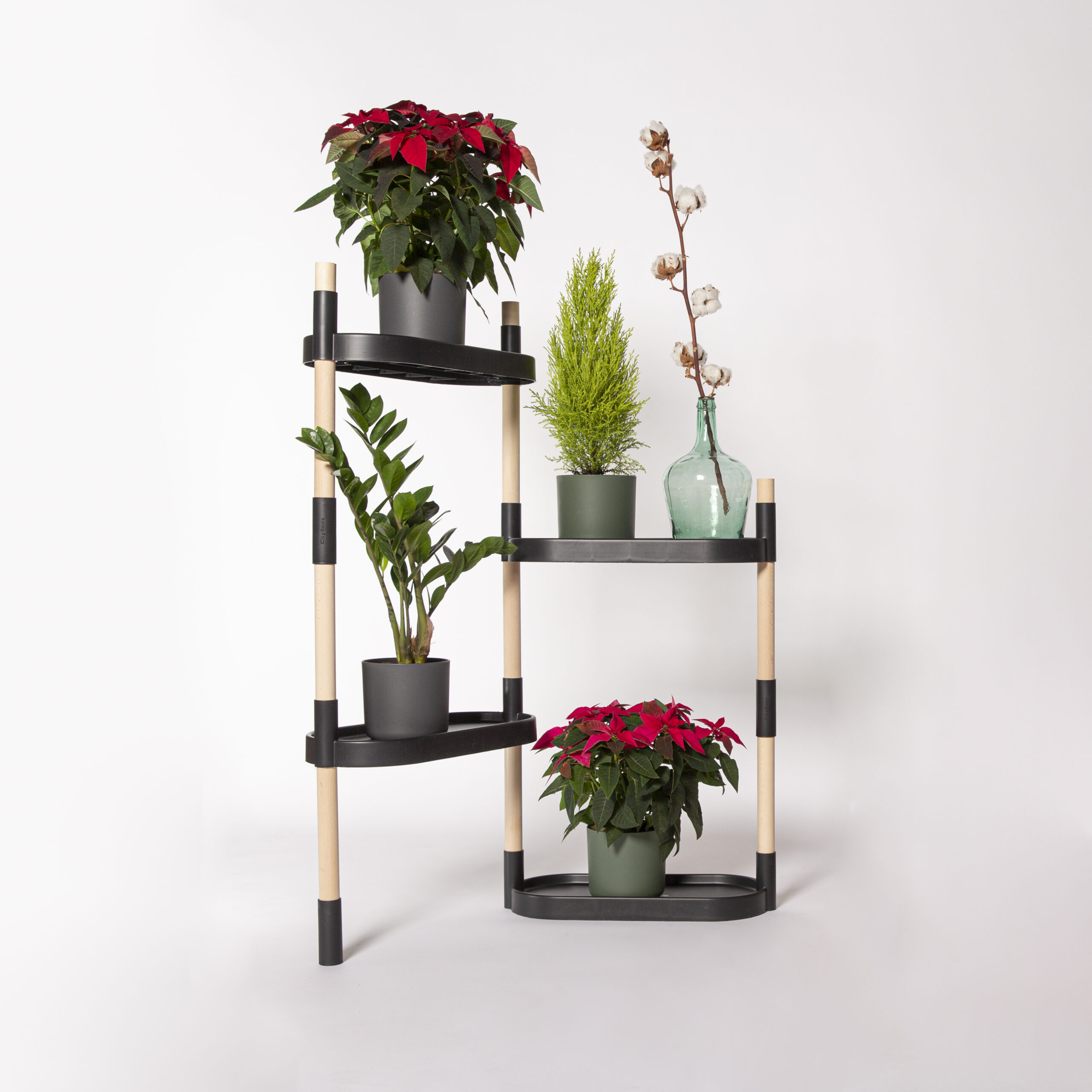 CitySens Modular Plant Shelf – Black 4-Tray Indoor Vertical Gardening Shelf - Image 5