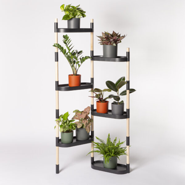CitySens Modular Plant Shelf – Black 6-Tray Indoor Vertical Gardening Shelf