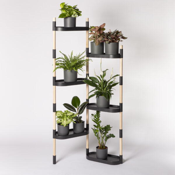 CitySens Modular Plant Shelf – Black 6-Tray Indoor Vertical Gardening Shelf