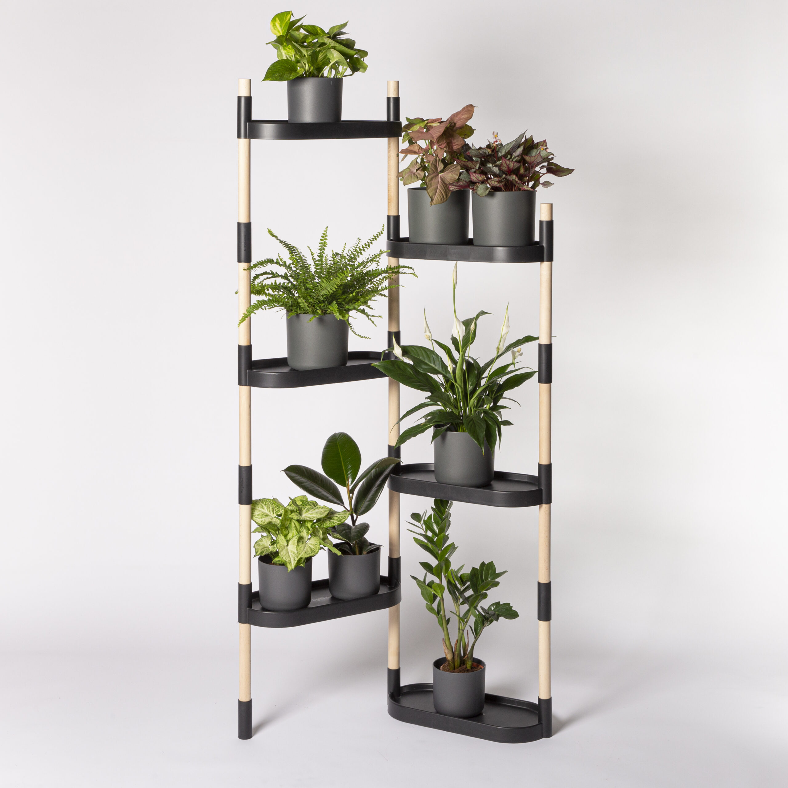 CitySens Modular Plant Shelf – Black 6-Tray Indoor Vertical Gardening Shelf - Image 4