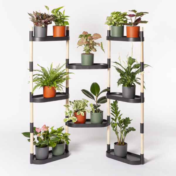 CitySens Modular Plant Shelf – Black 8-Tray Indoor Vertical Gardening Shelf