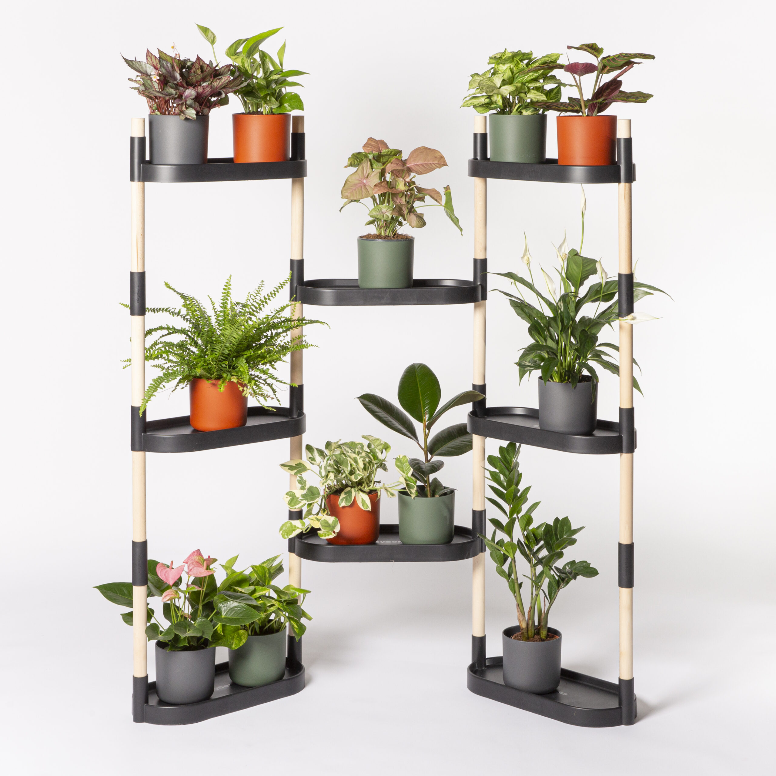 CitySens Modular Plant Shelf – Black 8-Tray Indoor Vertical Gardening Shelf - Image 2