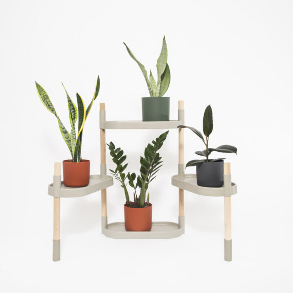 CitySens Modular Plant Shelf – Gray 4-Tray Indoor Vertical Gardening Shelf