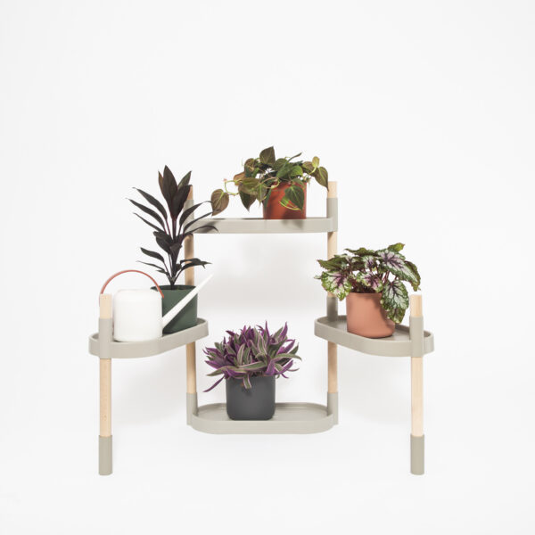 CitySens Modular Plant Shelf – Gray 4-Tray Indoor Vertical Gardening Shelf