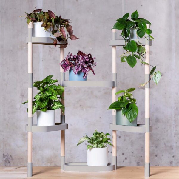CitySens Modular Plant Shelf – Gray 6-Tray Indoor Vertical Gardening Shelf