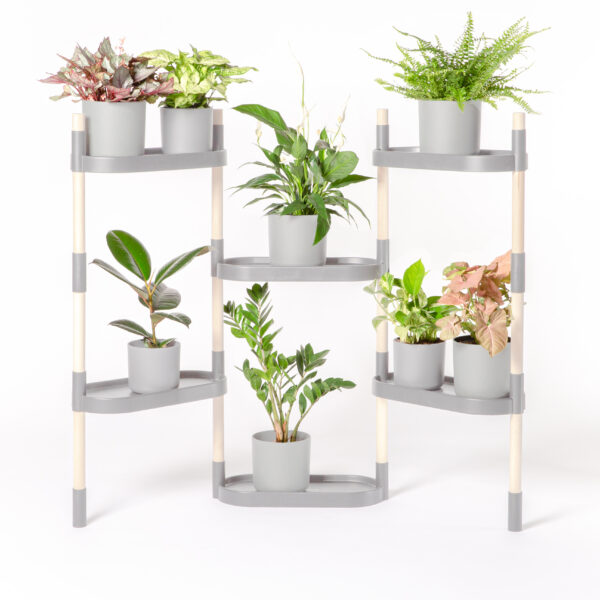 CitySens Modular Plant Shelf – Gray 6-Tray Indoor Vertical Gardening Shelf
