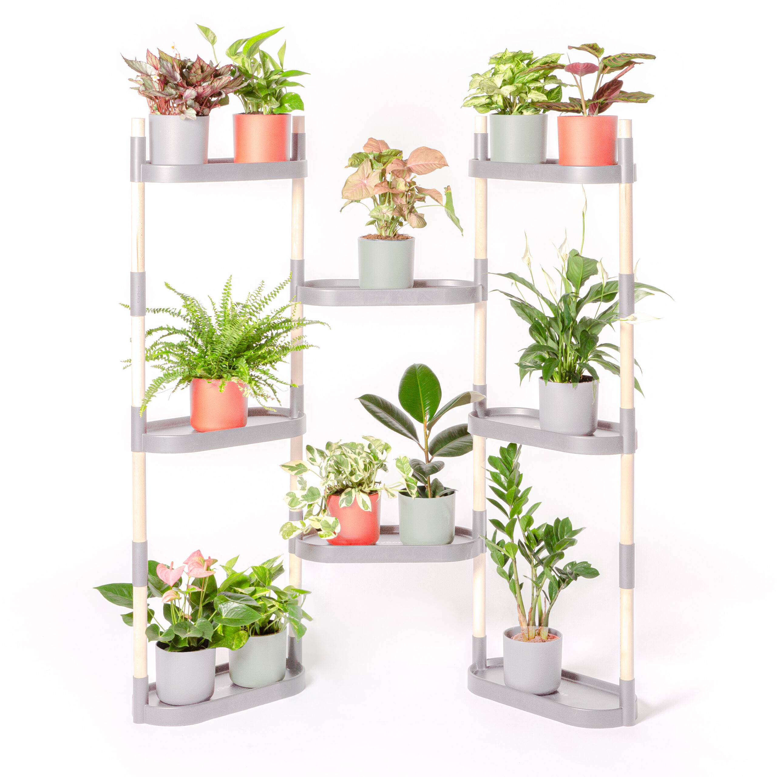 CitySens Modular Plant Shelf – Gray 8-Tray Indoor Vertical Gardening Shelf - Image 4