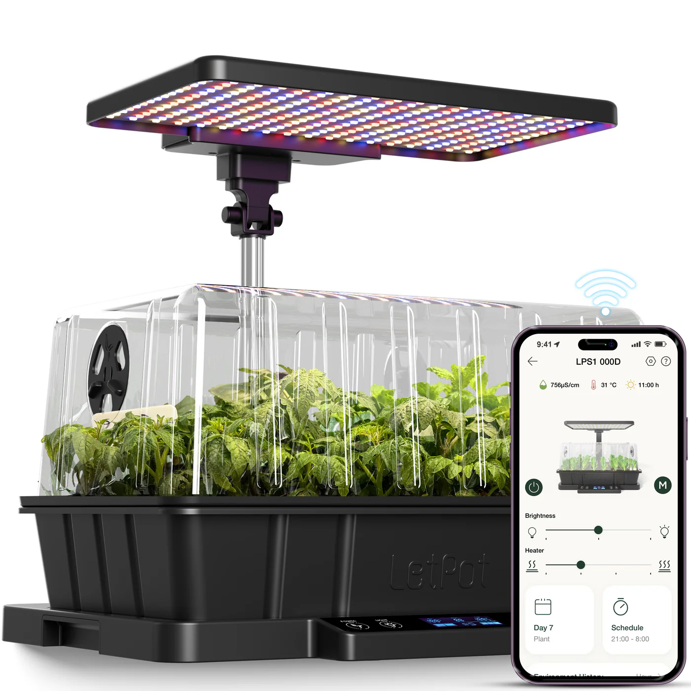 LetPot SS-Pro Smart Seed Starter Kit – 24W Full Spectrum Grow Light + 24W Heated Base with App Control - Image 1