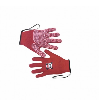 Children's gloves with pvc dots d3 red size 3 with hanging straps