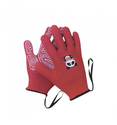 Children's gloves with pvc dots d5 red size 5 with hanging straps - Image 2