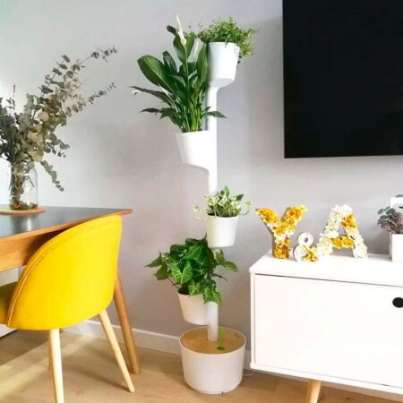 CitySens Vertical Planter – White 4 Pots Manual Watering (Nutrients Included) - Image 4