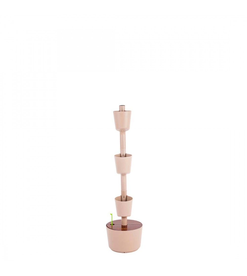 CitySens Vertical Planter – Pine Bark 3 Pots Manual Watering with Teak Wood Details - Image 1