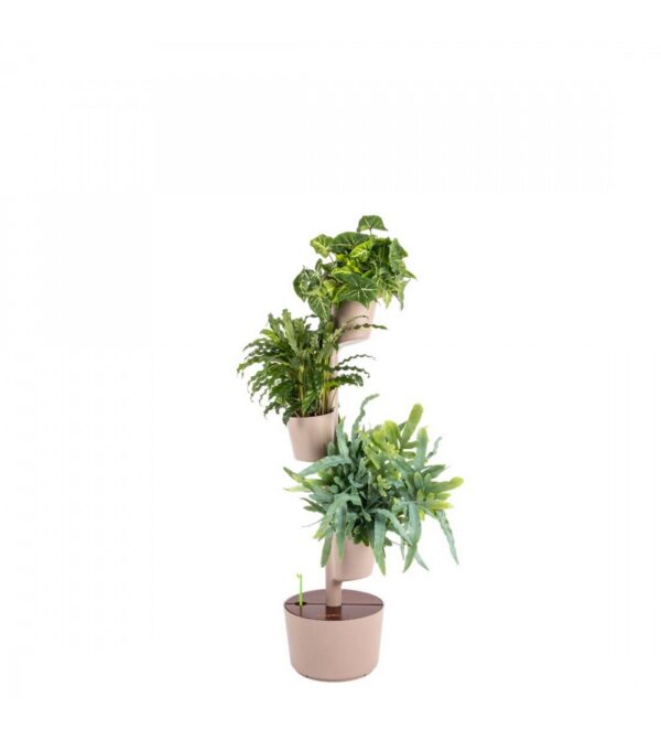 CitySens Vertical Planter – Pine Bark 3 Pots Manual Watering with Teak Wood Details