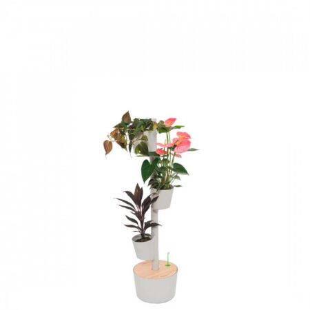 CitySens Vertical Planter – Gray 3 Pots Manual Watering (No Nutrients Included) - Image 2