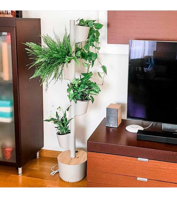 CitySens Vertical Planter – Gray 4 Pots Manual Watering (No Nutrients Included)