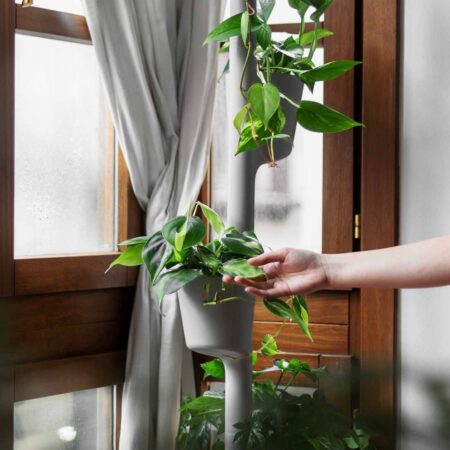 CitySens Vertical Planter – Gray 3 Pots Manual Watering (No Nutrients Included) - Image 3