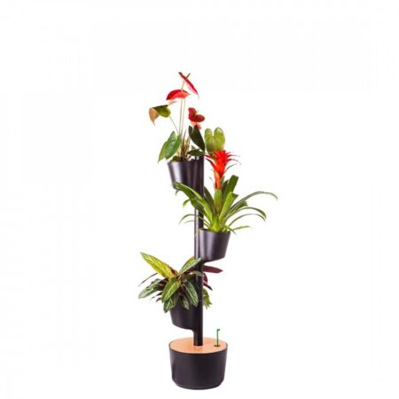 CitySens Vertical Planter – Black 3 Pots Manual Watering - Image 2