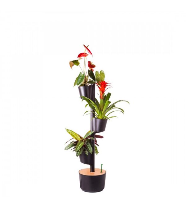 CitySens Vertical Planter – Black 3 Pots Manual Watering