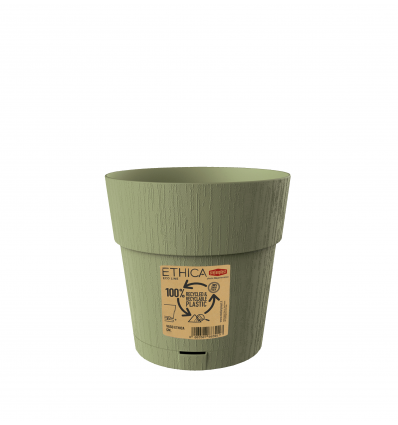 Plastic pot with saucer green 15 x 15 cm (68002)