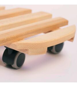 CitySens Wheeled Stand – Wooden Plant Caddy with 4 Wheels for CitySens Vertical Planter and Heavy Pots