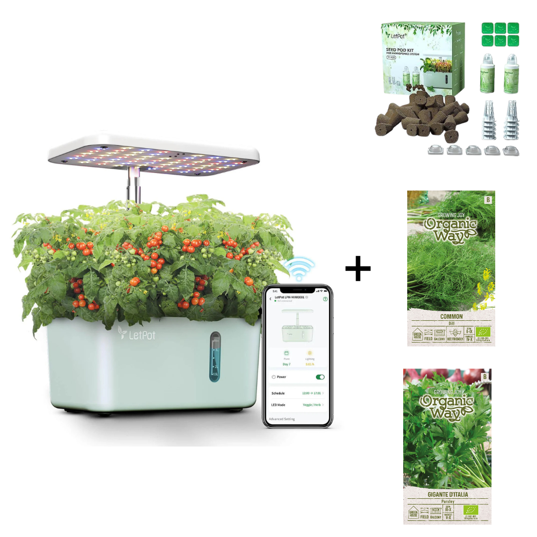 LetPot Mini Herb Garden Starter Bundle – Complete Hydroponic Kit with Organic Basil, Parsley & Dill Seeds - Image 1